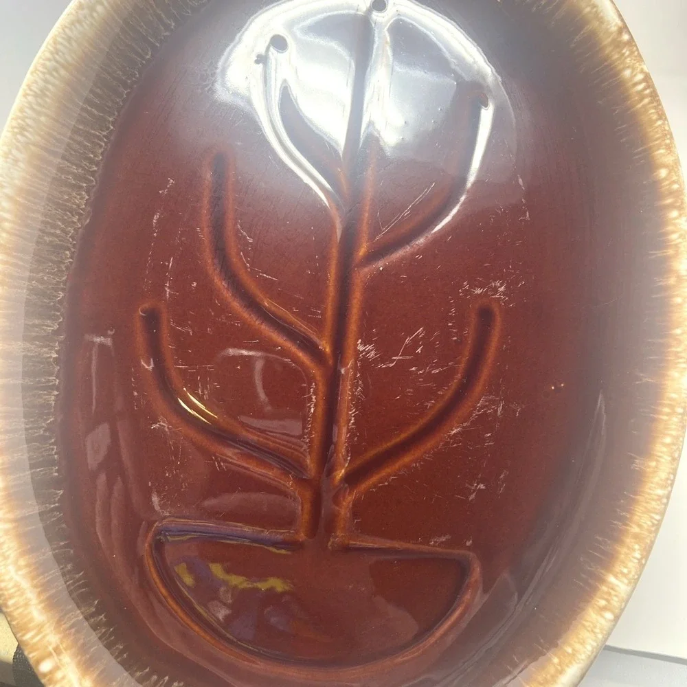 Set 3 MOUNT‎ CLEMENS ERA MCCOY POTTERY 1967 BROWN DRIP GLAZE TREE OF LIFE PLATES